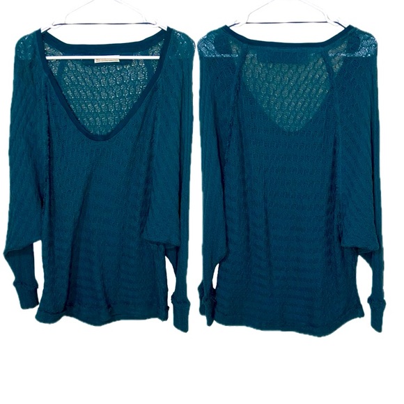 We the FREE PEOPLE Thiens Hacci Top-Teal Night Oversized Sweater SzM - Picture 2 of 7